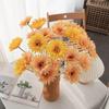 6pcs/lot Fabric Yellow Gerberas Artificial Flowers Hotel Decorative Simulation Blue Gerbera Fake Flower Balcony Decoration