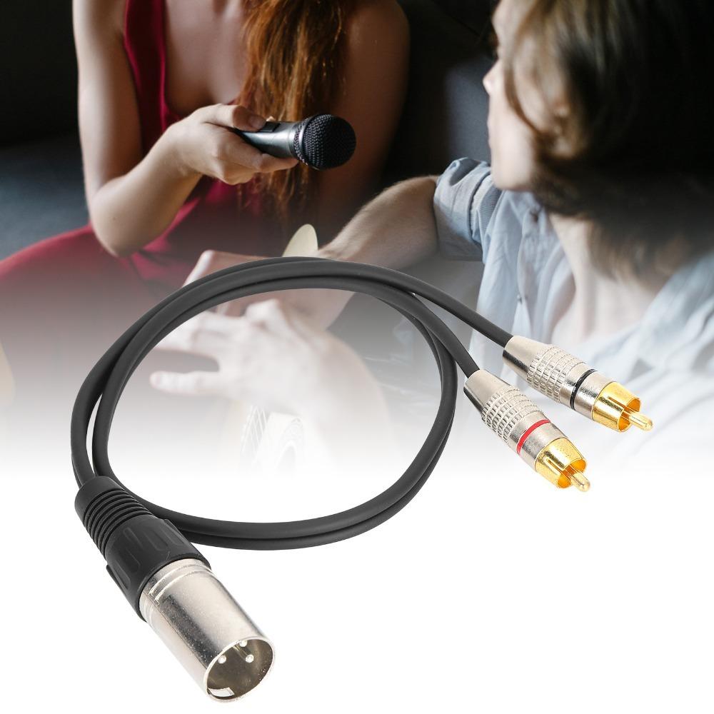Patch Cable XLR Male To 2RCA Audio Splitter Cable Y-Splitter Adapter  Microphone