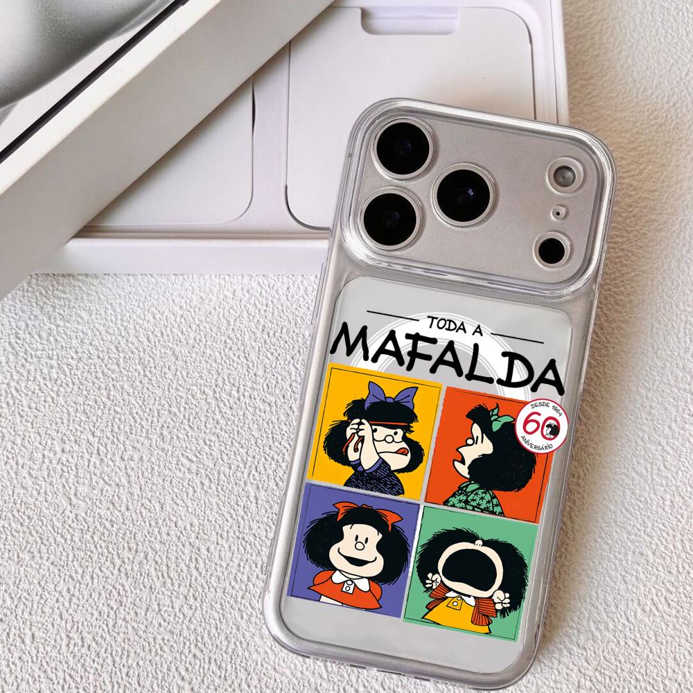 

Cute Cartoon M-MAFALDA Phone Case For iPhone 17 16 15 14 13 12 Pro Max Plus With Magnetic Crystal Clear Case Wireless Charge iPhone 15