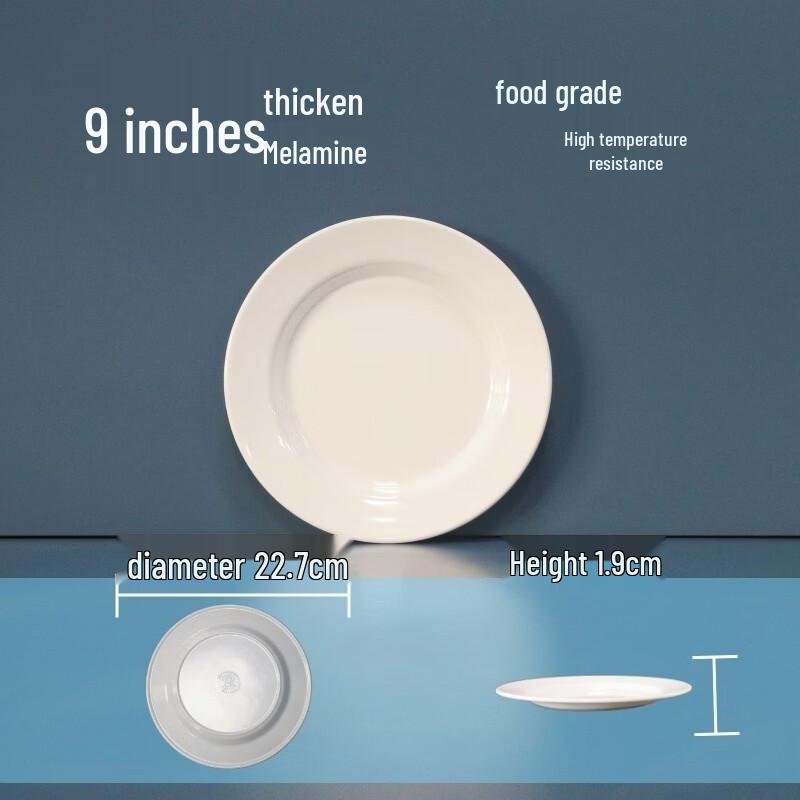 777 White Melamine Round Flat Dinner Plates (10-Pack)