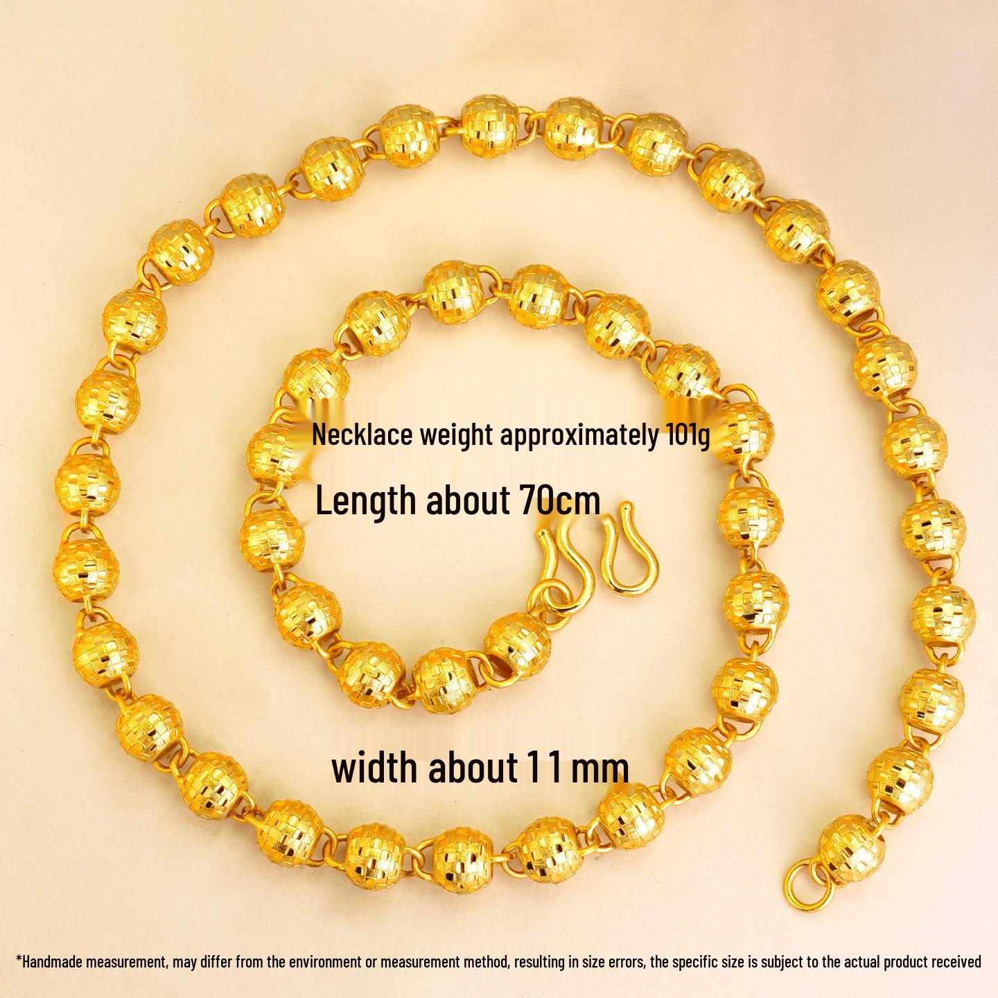 

Gold Men s 11mm Carved Bead Clavicle Necklace - Trendy Tuhao Chain Jewelry