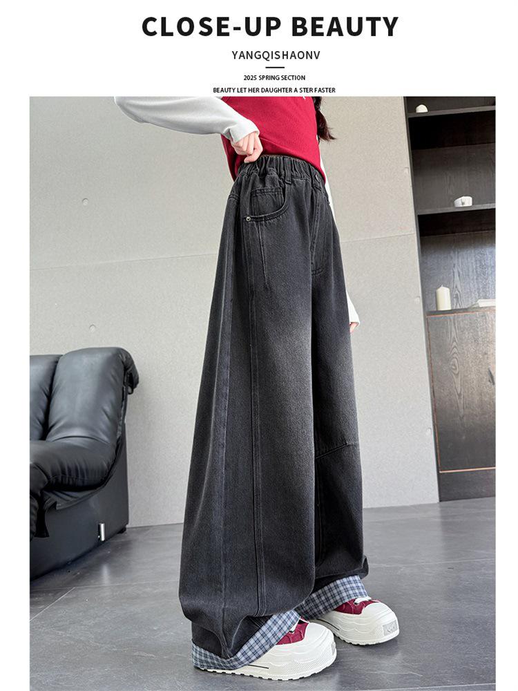 Flickors rutiga jeans med vida ben - Höst 2025-kollektionen för barn