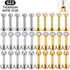 10PCS ASTM F136 G23 Titanium Piercing Labret Lip Ring Stud Earring CZ Ear Tragus Cartilage Helix Daith Pierc Jewelry 16/18/20g