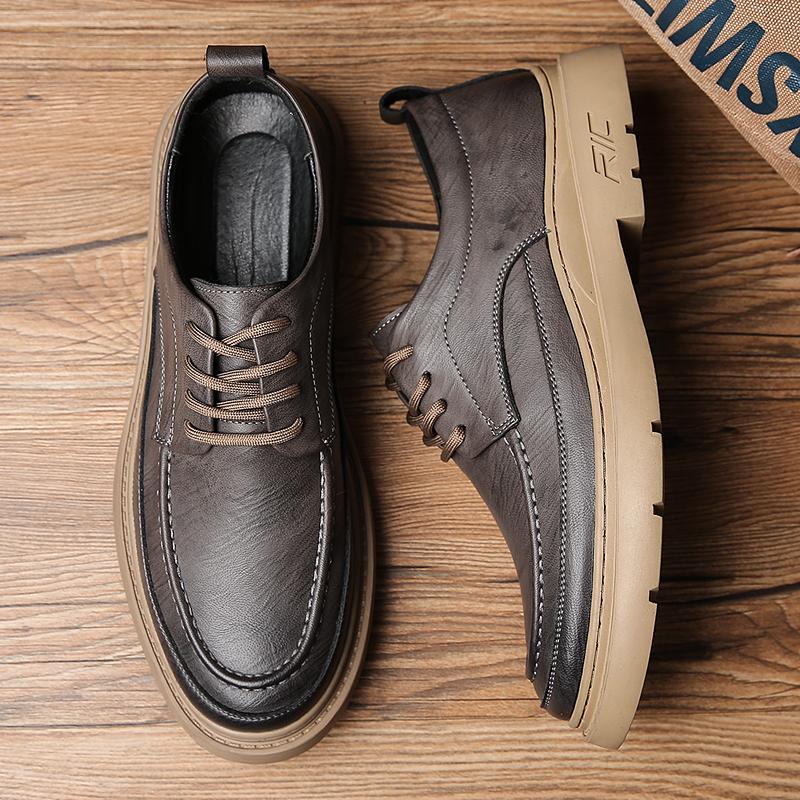 Fashion Men Fashion Casual Leather Shoes lace up Hot Sale Classic Flats Brand Male Outdoor Sneakers Work Oxfords Shoes Casuales flat