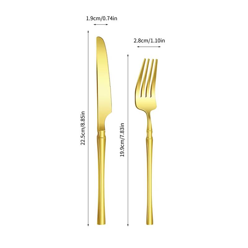 12/24/36pcs Stainless Steel Tableware Set, Including Knife and Fork, Luxurious Gold Waist, Suitable for Holiday Restaurants.