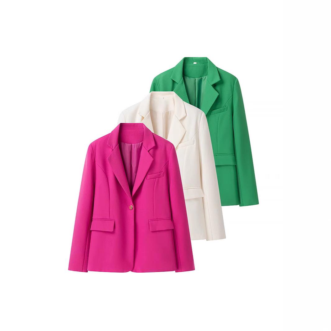 

Women s European-American Fashion Straight-Cut Casual Suit Jacket Large зелёный