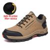 Men 'S Climbing Hiking Shoes Couples Winter Casual Sneakers With Fur Mens Outdoor Rubber Trekking Shoes Non -Slip Trainers Leather