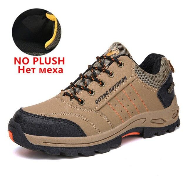 Men 'S Climbing Hiking Shoes Couples Winter Casual Sneakers With Fur Mens Outdoor Rubber Trekking Shoes Non -Slip Trainers Leather