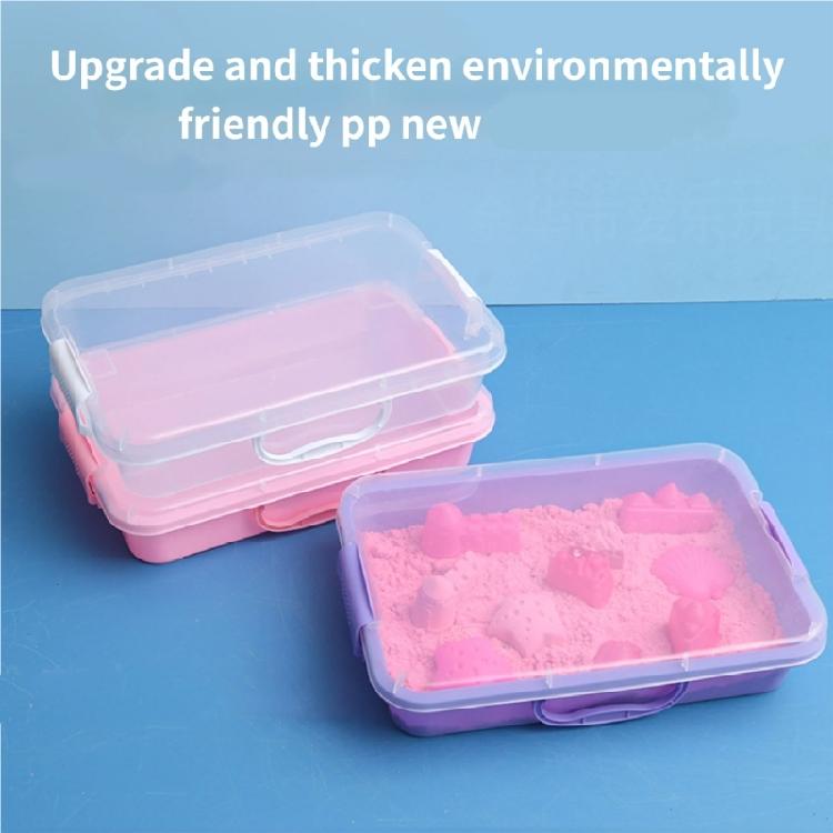 Plastic Sand Trays For Kids Play Stackable Waterproof Storage Boxes With Lid Sensory Toy Art Craft Supplies Blue Green Pink