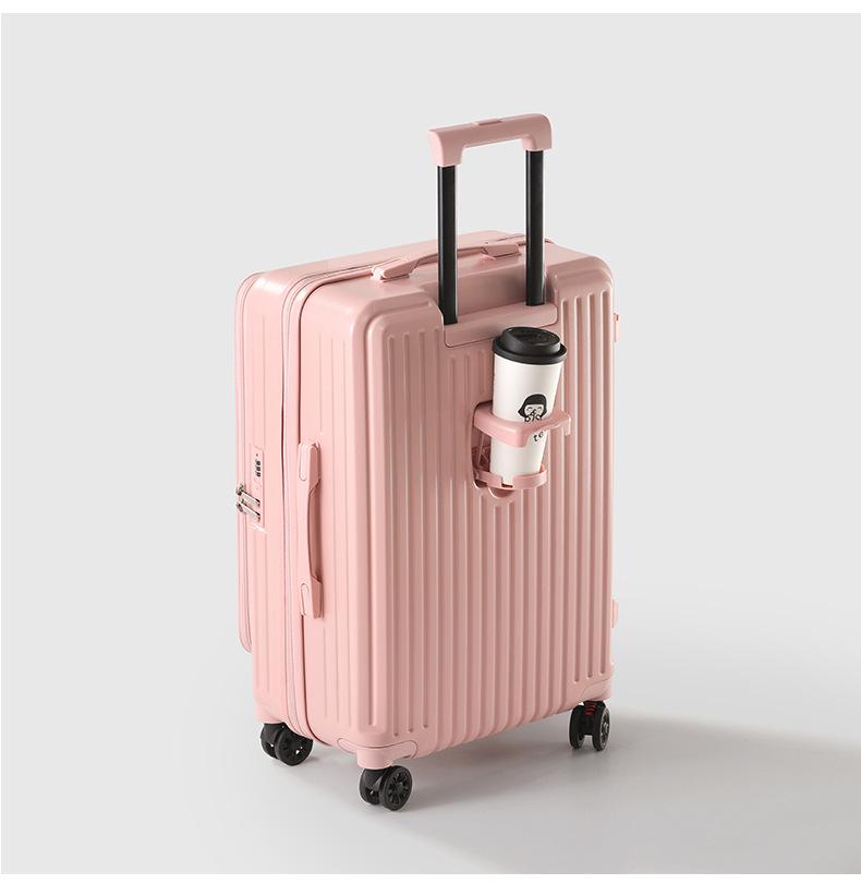 Side-Opening Expandable Luggage Set: Includes Large 24-Inch Suitcase with 20-Inch Carry-On, Silent Universal Wheels, and Trolley Attachment.