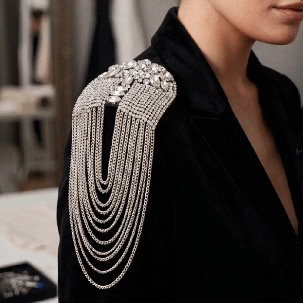 Rhinestone Tassel Epaulettes Zinc Zinc Alloy Shoulder Mark Shoulder Board Theatrical Cosplay