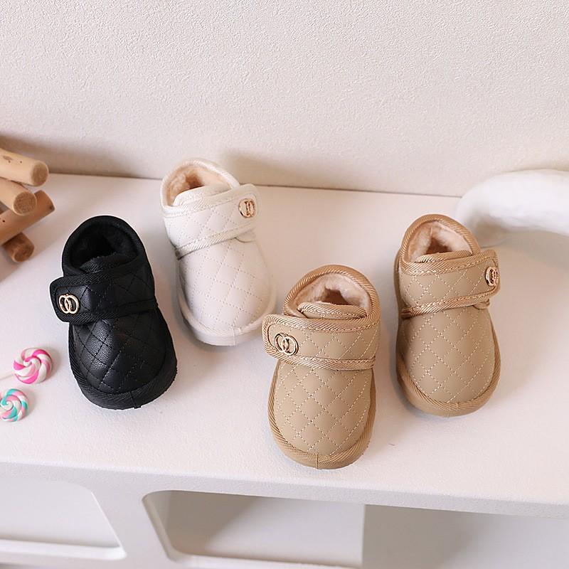 Toddler Warm Faux Leather Snow Boots Girls Boys Winter Thick Lined Ankle Booties 1-6 Years Old