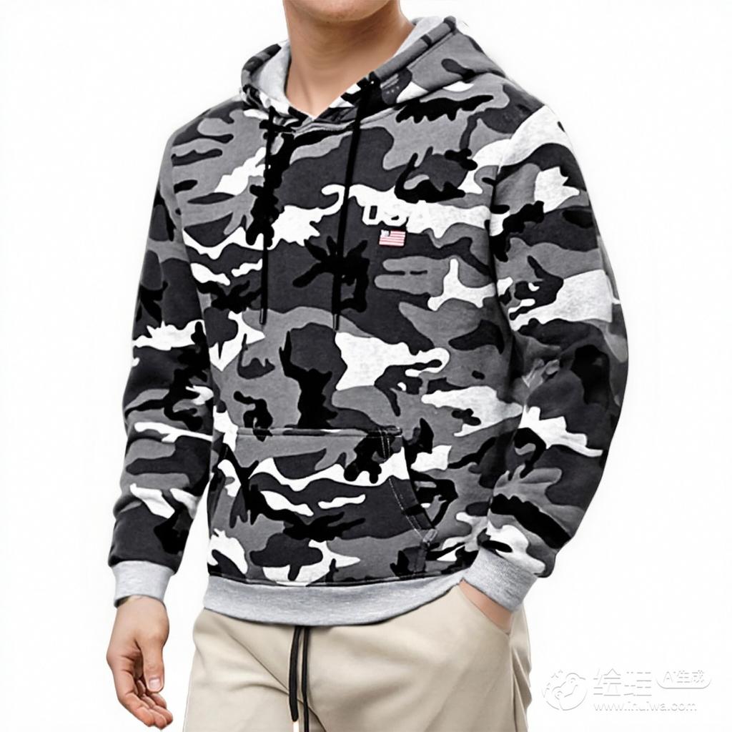 Men's Camouflage Printed Letter Embroidered High-weight Hoodie, Men's Trendy Sporty Casual Hoodie