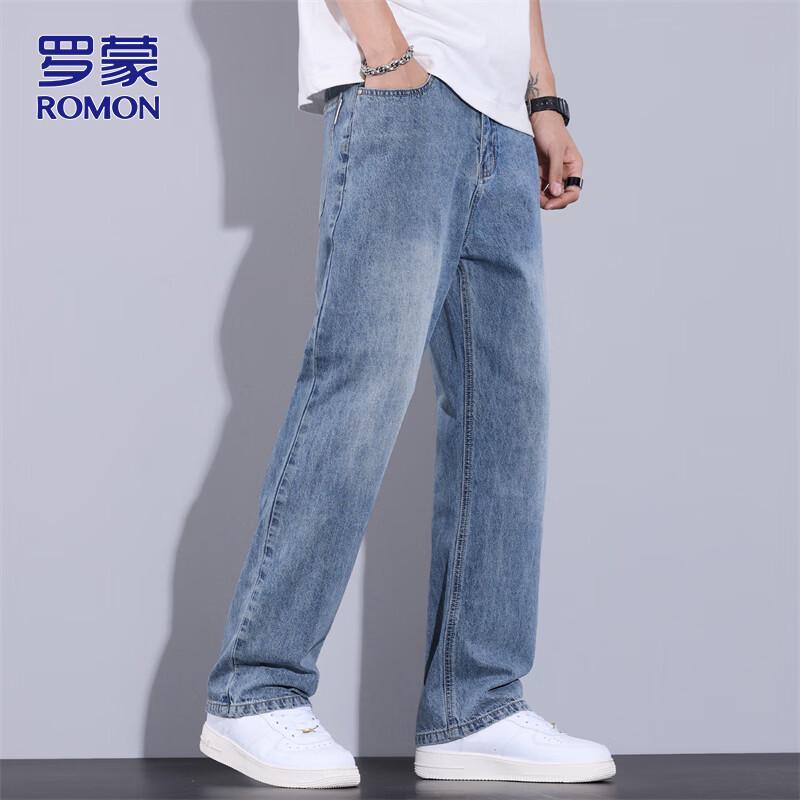 ROMON Men's Straight-Leg Loose Casual Jeans