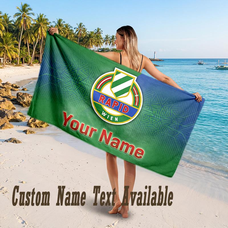 Rapid Wien FC Design Beach Towel Custom Text Large Towel for Beach Vacation