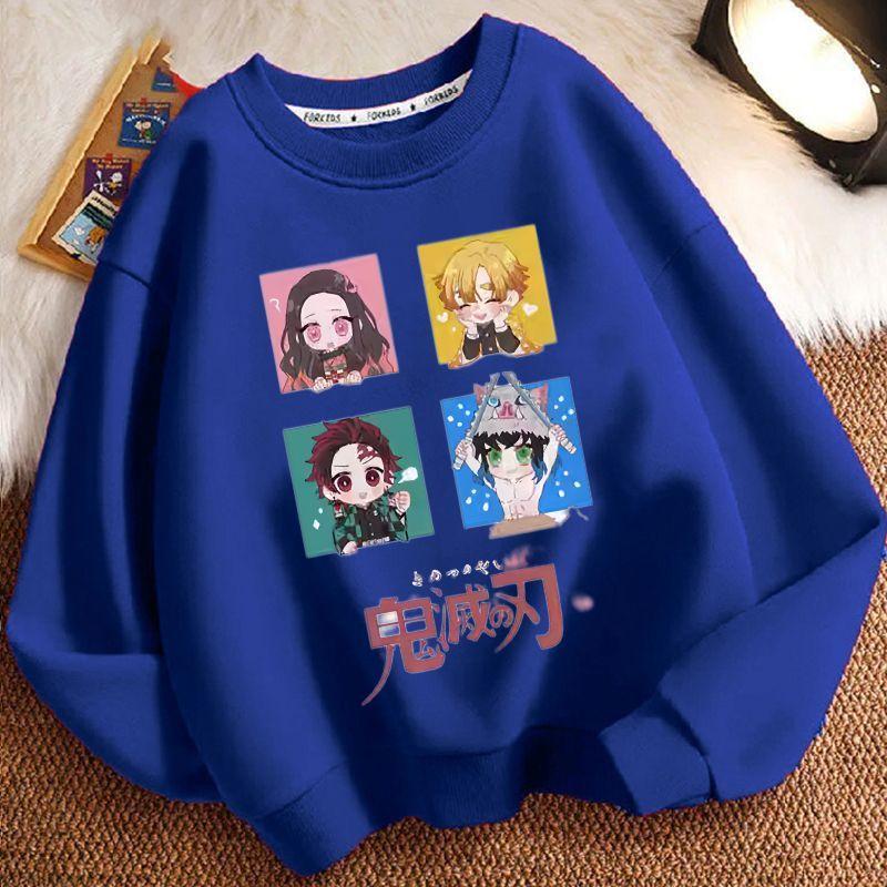 Children's Loose Demon Slayer Hoodie, Spring and Autumn Boys' and Girls' Casual Round-neck Coat