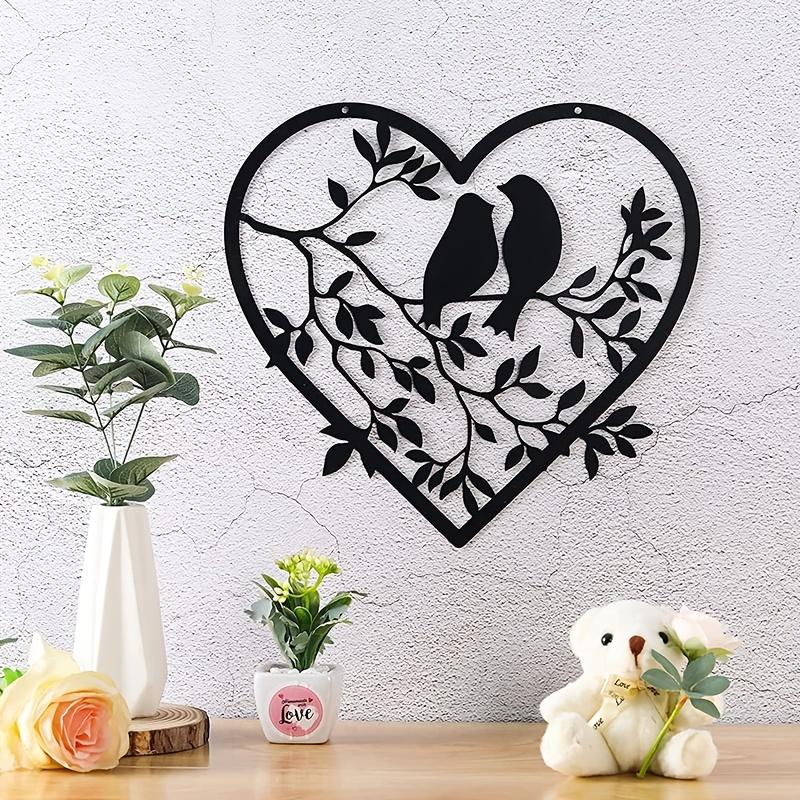 1pc Black Metal Bird Wall Art Decor for Garden Bedroom Office Family Gift