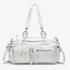 Commuter large-capacity messenger bag, high-end zipper handbag bag, fashionable one-shoulder washed women's tote bag.