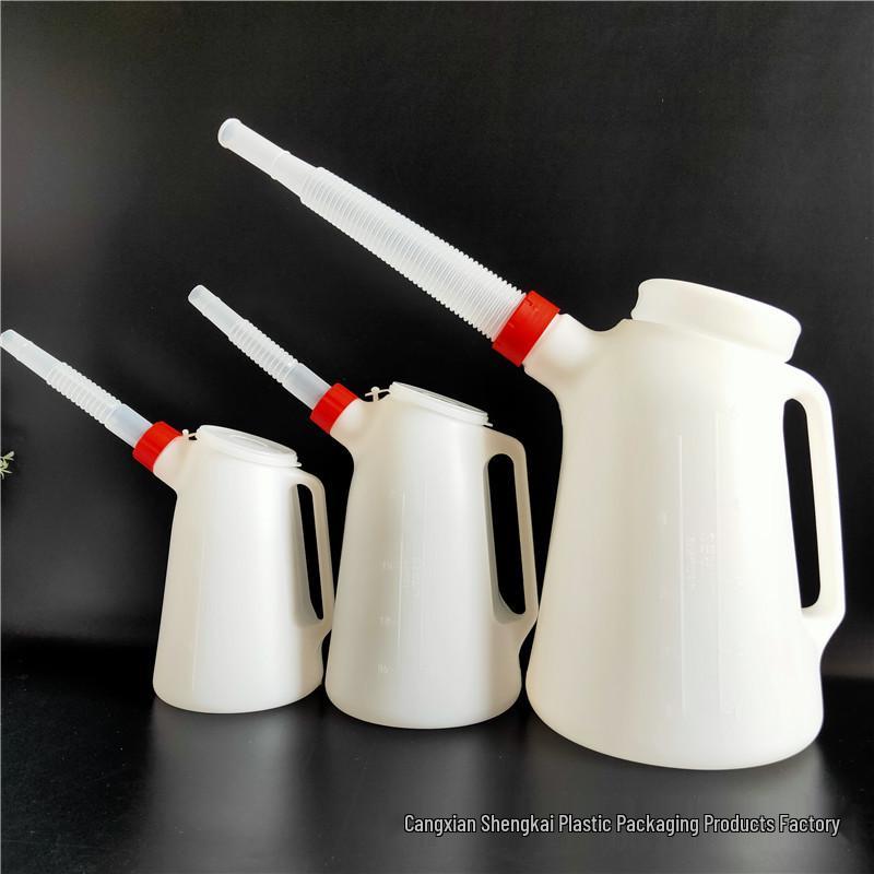 Spot Plastic Oil Can with Long Spout and Scale - Available In 1.2L, 2L, 5L Capacities