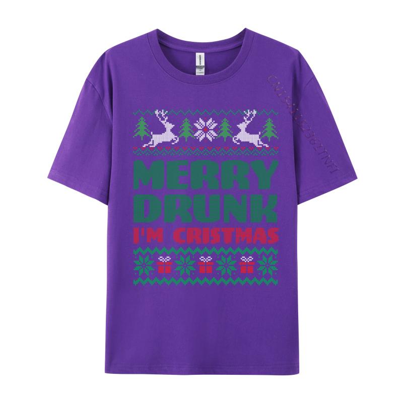 Merry Drunk I Im Christmas I Ugly TShirts Comfortable Tops Tees Fitted Casual Crew Neck Top TShirts