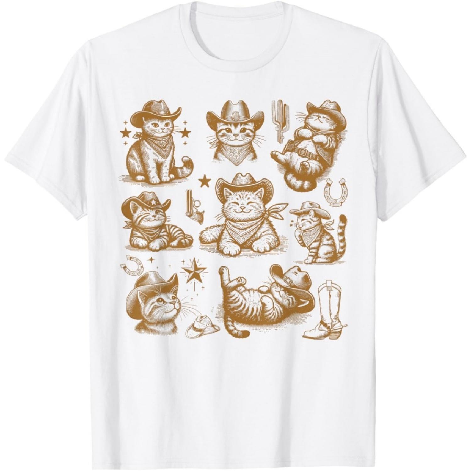 

Cute Cat With Cowboy Hat & Boots Cowgirl Western Country T-Shirt XXXXXL білий