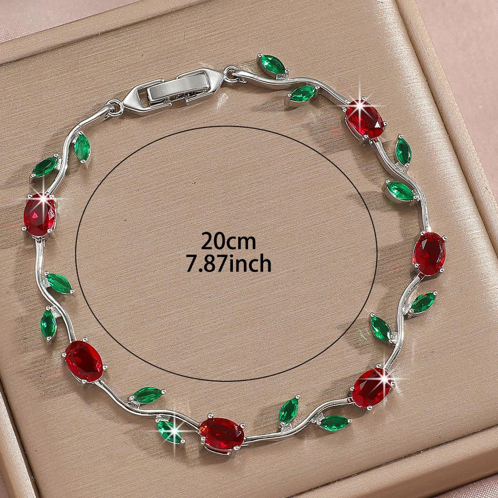 Luxury Gold-Plated Copper Zircon Leaf Bracelet, High Quality Jewelry