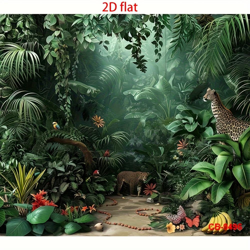 2D Plan, 1 Jungle Palm Wildlife Park Tropical Rainforest Photo Background with Rich Green