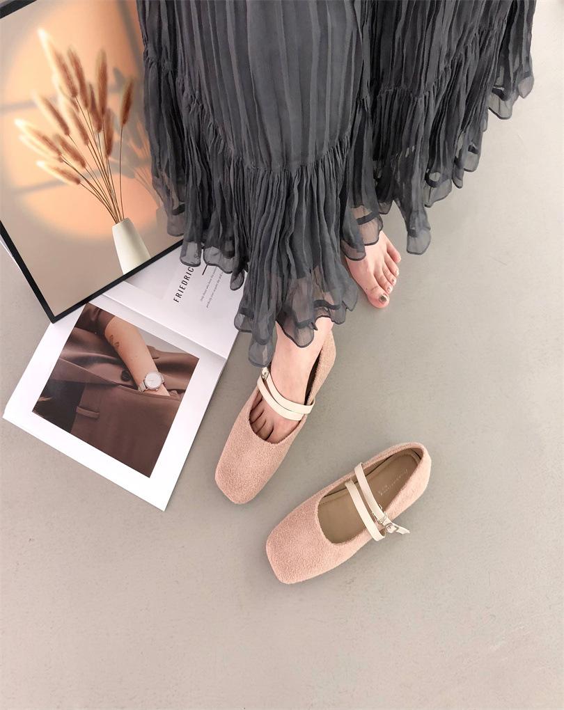 

Французские балетки женские осенние новые ретро красные ремешок на подъеме плоские Мэри Джейн туфли бабушкины туфли 39 абрикосовый