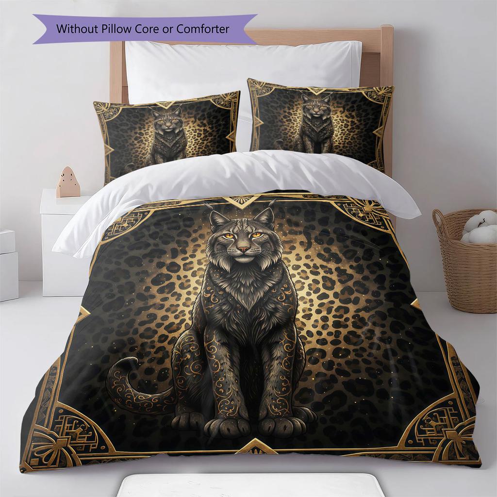 Leopard-print animal Pattern Bedding Quilt Set Quilt Cover Pillowcase Home Decoration Birthday Gift (1 * duvet cover + 2 * pillowcase, without core)