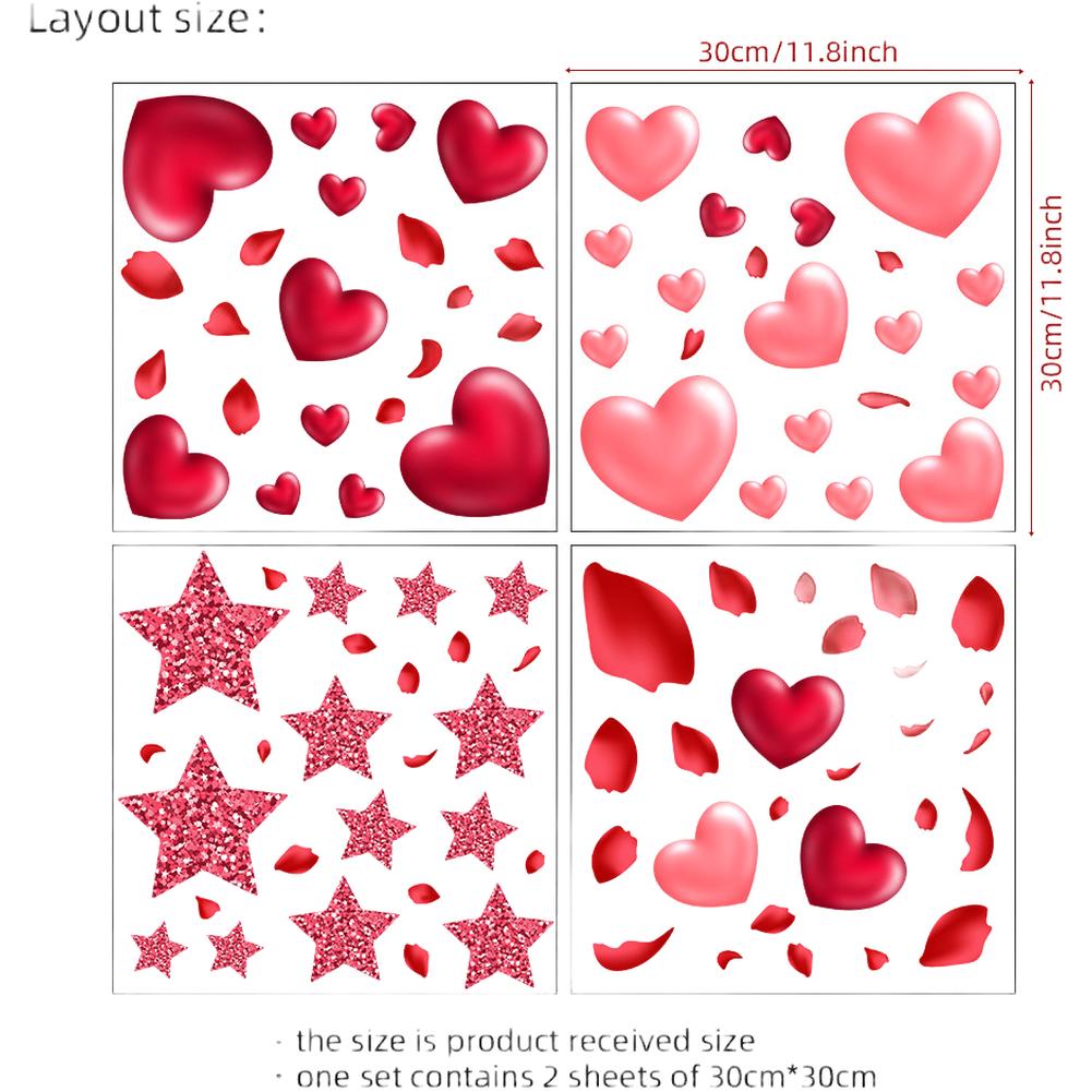 Valentine Star Heart PVC Matte Stickers For Living Room Bedroom Wall Decoration Waterproof And Backing
