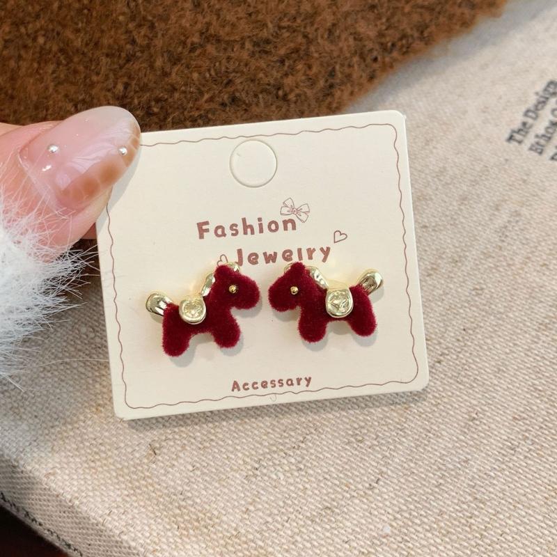 Unique Horse Shaped Flocking Earrings For Women Fashion Jewelry Comfortable Wear Accessories Stylish Gift Present