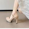 Spring and Summer Fashion Versatile and Comfortable Round Head Thick Heel High Heels with Skirt One-word Belt Mary Jane Single Shoes