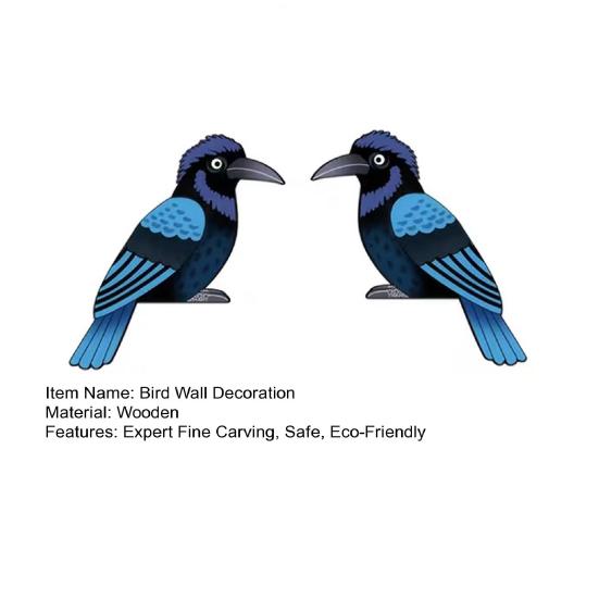 2 Stück blaue Vogel-Wanddeko aus Holz, rustikales Naturmotiv, unregelmäßige Form, Hängedekoration für Wohnzimmer, Schlafzimmer, Büro