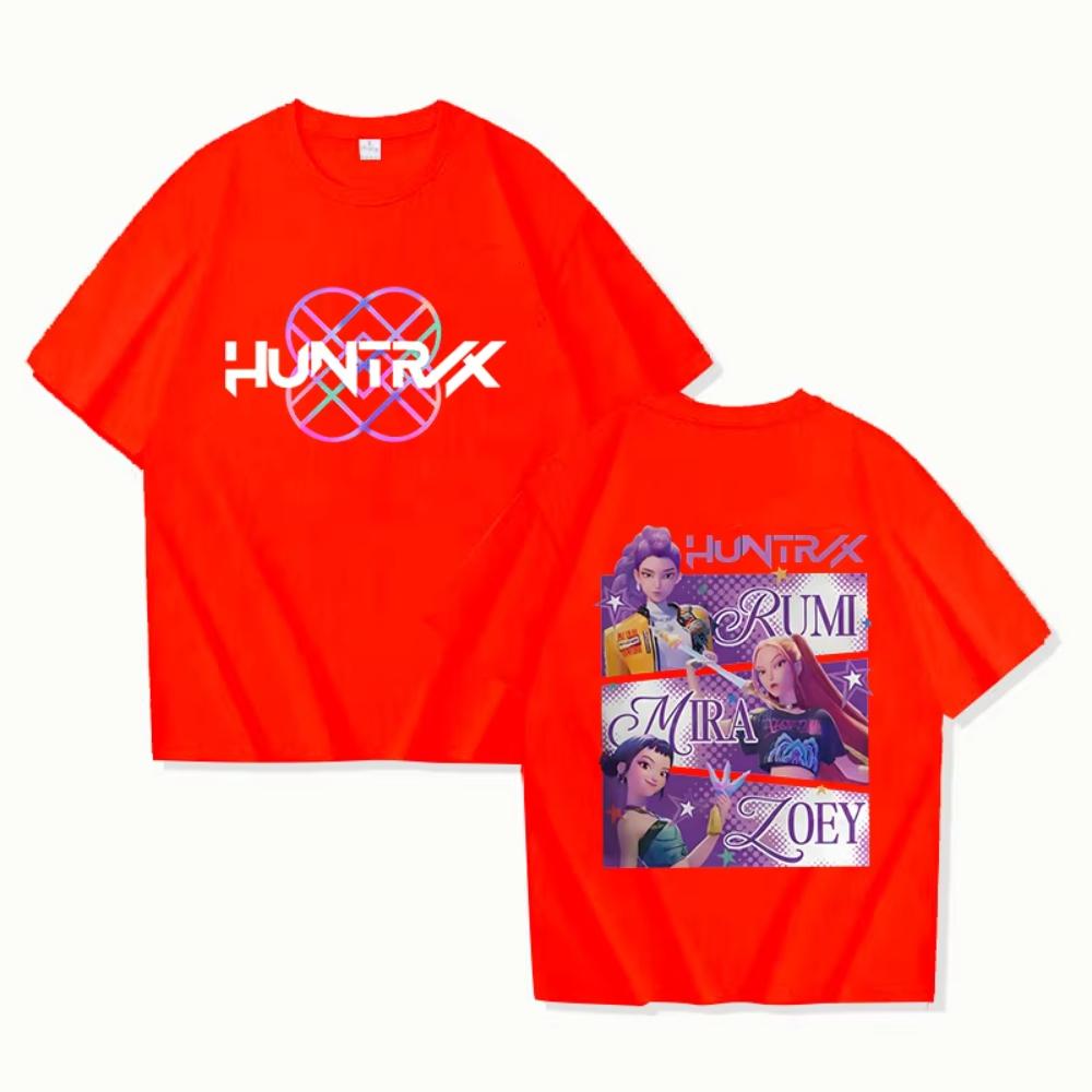 

Новые горячие футболки Kpop Demon Hunters Mira Rumi Zoey Huntrix Модные женские футболки для девочек Летняя футболка Мужские повседневные топы с коротким рукавом 4XL