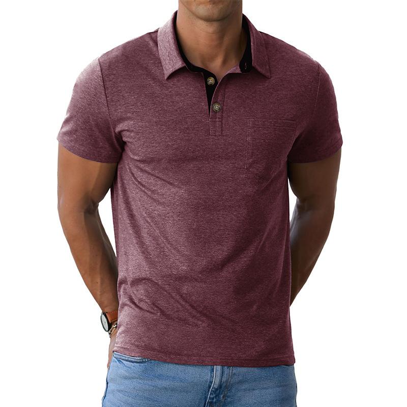 Summer Polo-neck Casual Fashion Pullover Tee Male Short Sleeve Patchwork All-match Top Men Pocket T-shirt