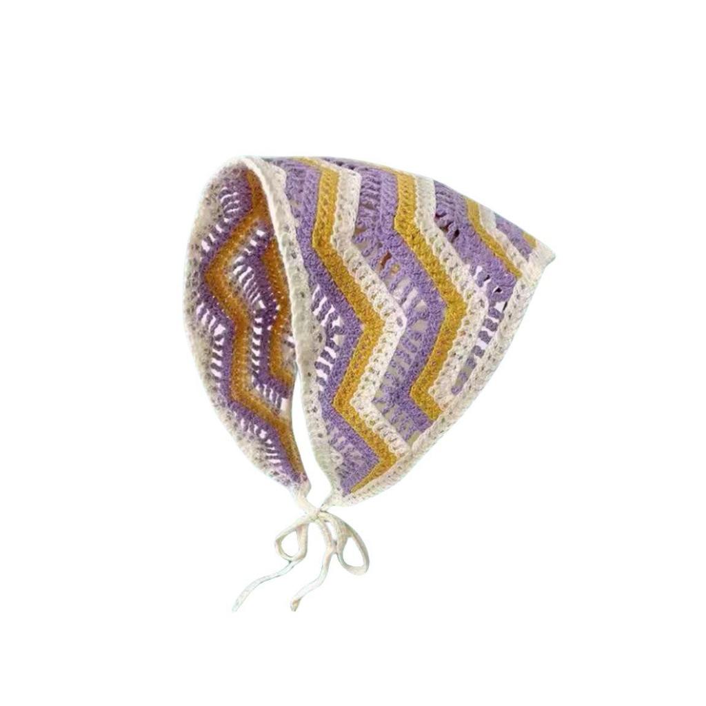 Ręcznie robiona szydełkowa trójkątna chusta na głowę: Francuski Retro, Wszechstronny, Styl Pastoralny