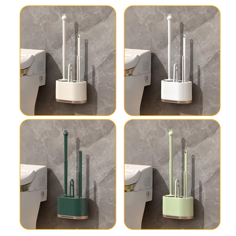 Silicone Wall Mount Toilet Brush Set Quick Dry Drain Base Efficient Gap Cleaning for Bathroom Use