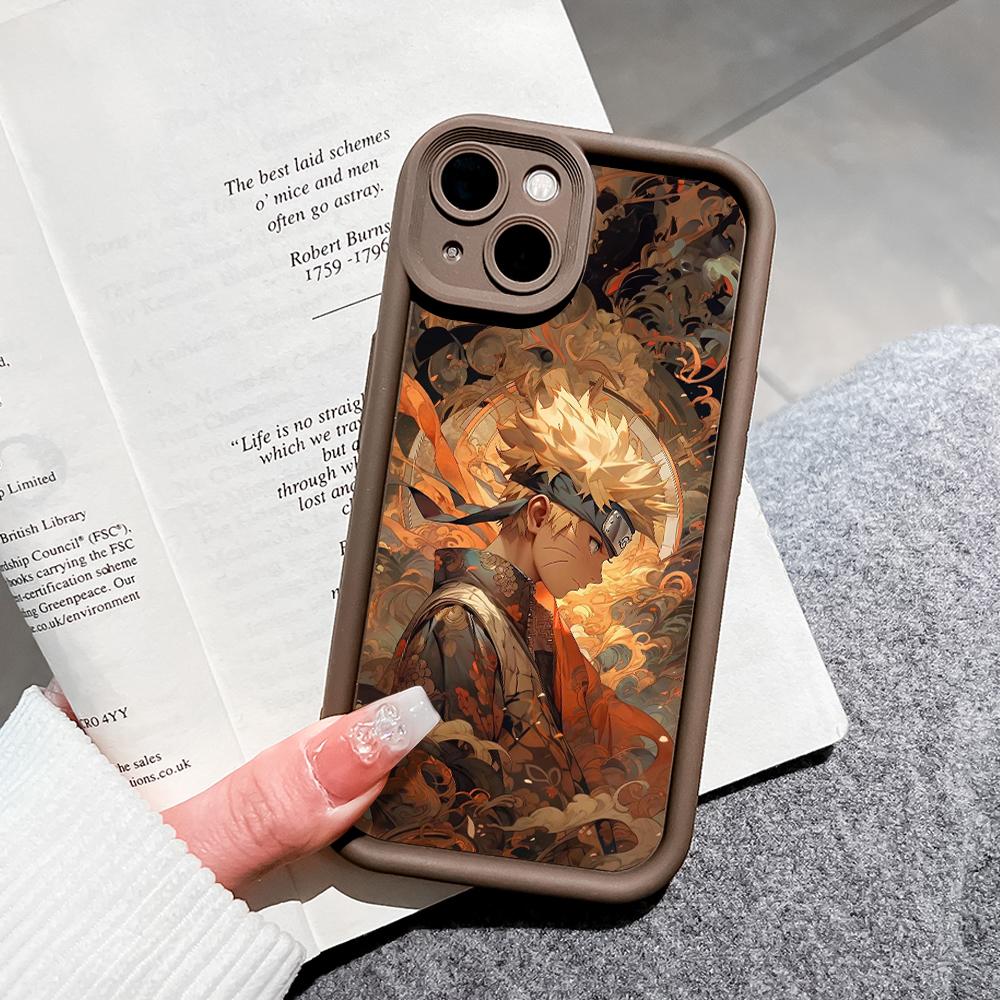 

Для iPhone 16 15 14 13 12 11 Pro Max XS Max XR X SE 8 7 мягкий силиконовый крутой защитный чехол для телефона Uzumaki Naruto с полным объективом iPhone 13 коричневый