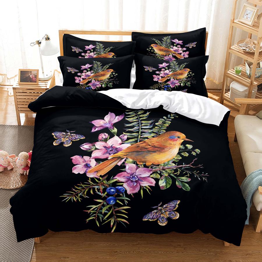 Blue Flower Duvet Cover Queen Size With Zipper Pillowcase 3D Floral Bedding Set 3pcs 2pcs Full King Twin Single Double Bed Thin