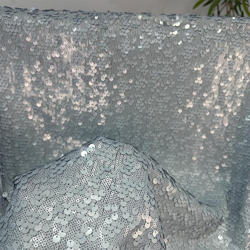 Double Layer Thick Scale Sequins Fabric Glitter Embroidered Material for handmade Sewing Show Evening Dresses Gown Materials