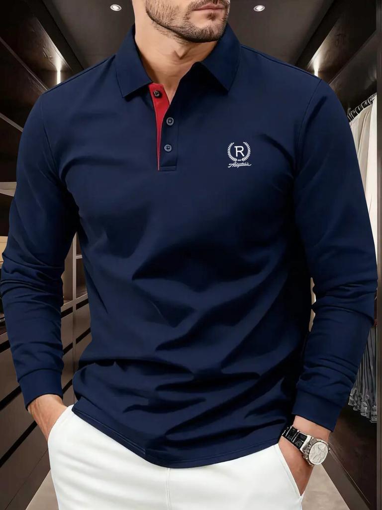 Men's GOLF Polo Shirts Long Sleeve Casual Summer Printed T-Shirt - Stylish and Versatile Top, Geometric Design, Lightweight Polo Golf Shirt
