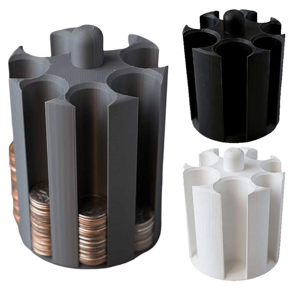 Space Saving Car Coin Organizer 7 Slots Coin Storage Box Cylindrical Coin Holder Vehicle Console