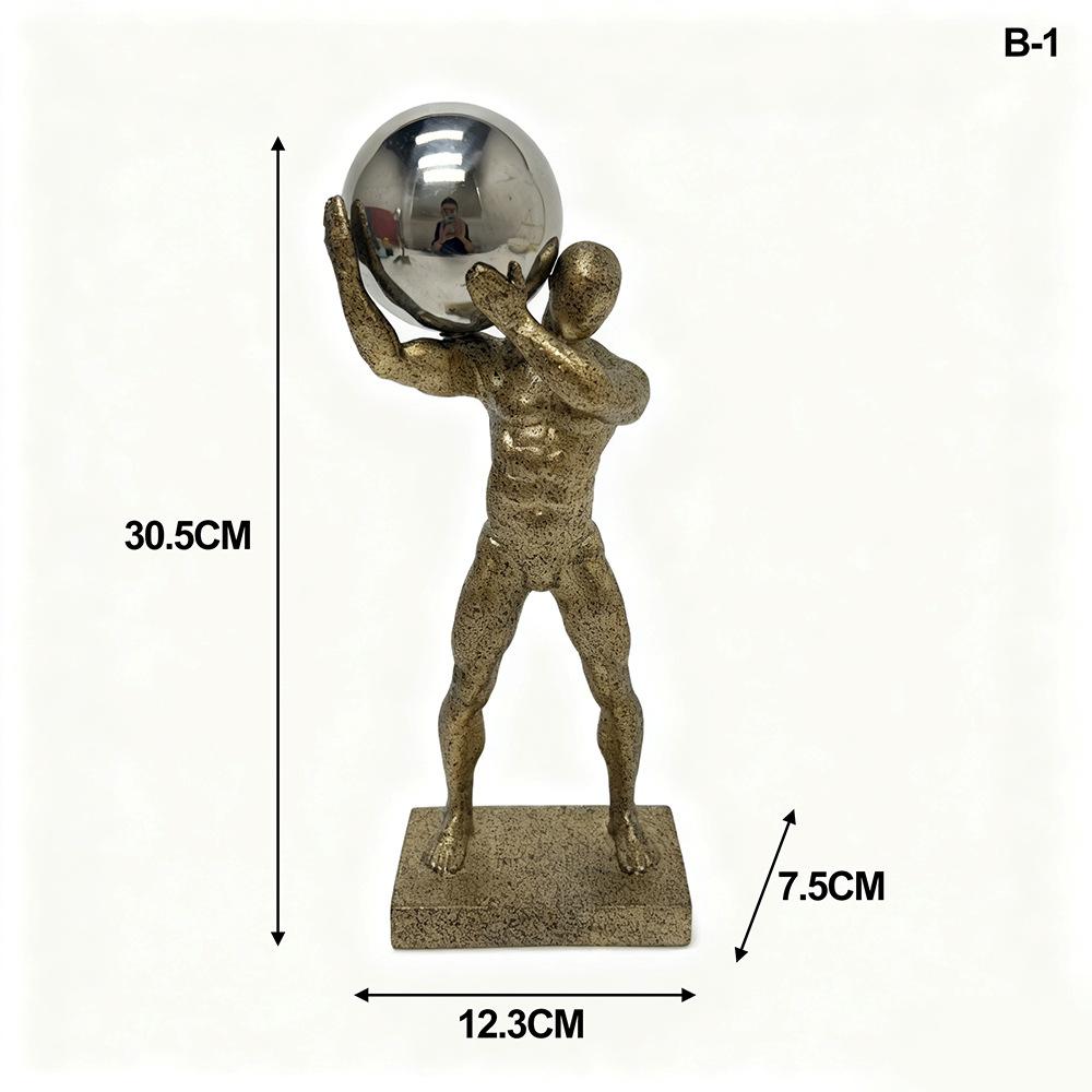 Abstract Moving Figure Resin Figurine Gymnastic Ball-carrying Figure Sculpture Handicraft Display Home Decoration Item