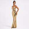 Temperament Swing Neck Backless Strap Splicing Slim Hip Long Dress