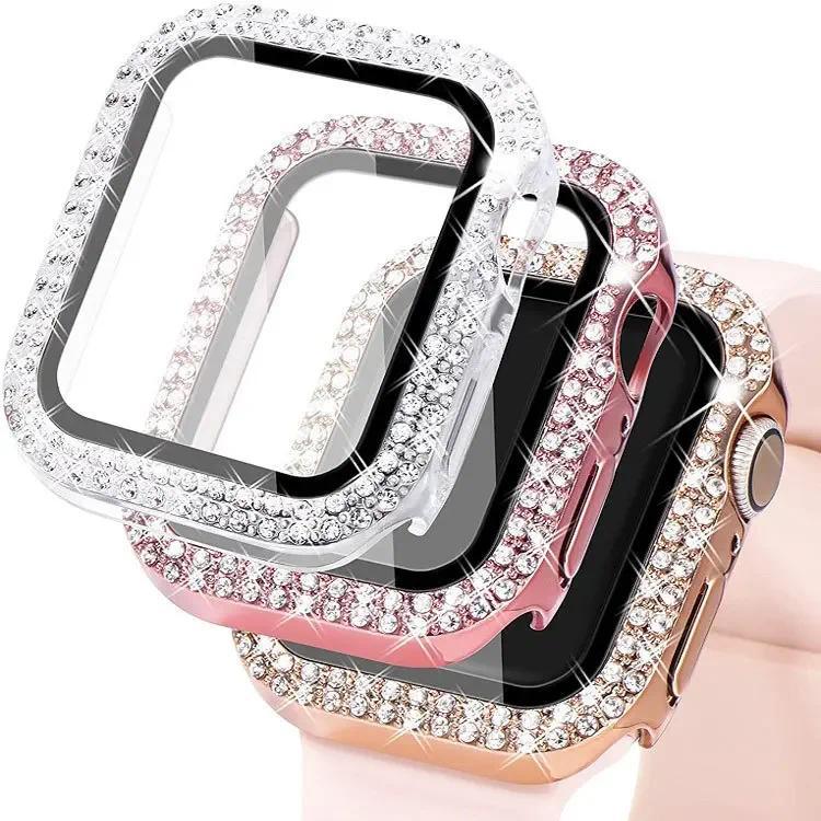 20pcs Double Row Diamond Cover For Apple Watch 8 7 6 9 10 iWatch Series 8 Ultra Protective Case 49mm 45mm 41mm 44mm 42/46mm