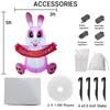 1.5M/4.9FT Easter DIY Inflatable Toy Rabbit Pulling Banner with LED Lights Outdoor Garden Yard Holiday Festival Decoration