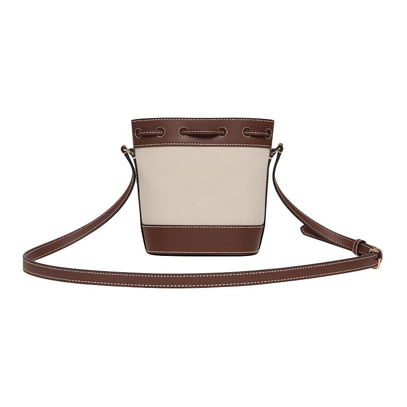 Bally Letter Micro Logo Adjustable Shoulder Strap Leather Bucket Bag Crossbody Shoulder Bag Women Bags Brown Beige 6311707