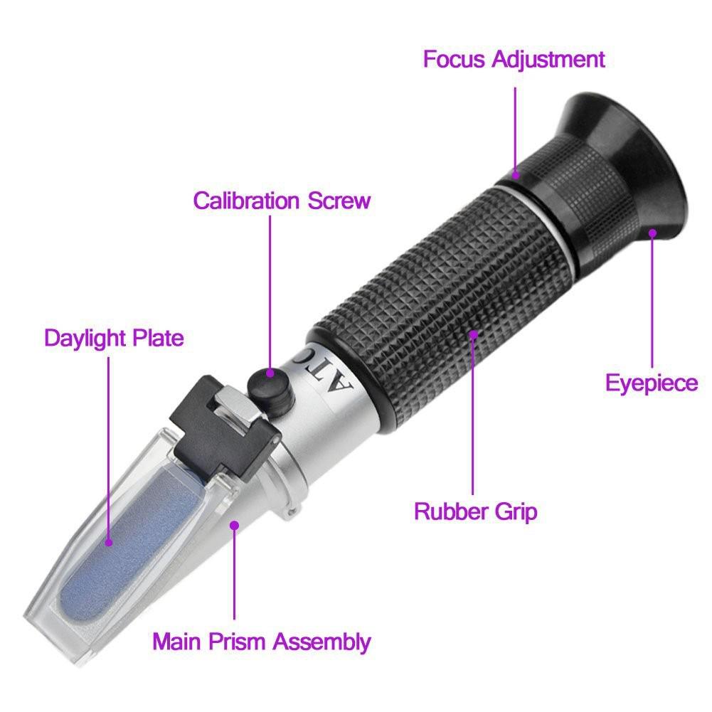 Portable Handheld Honey Brix & Baumé Refractometer (58-90 Brix) Sugar Meter