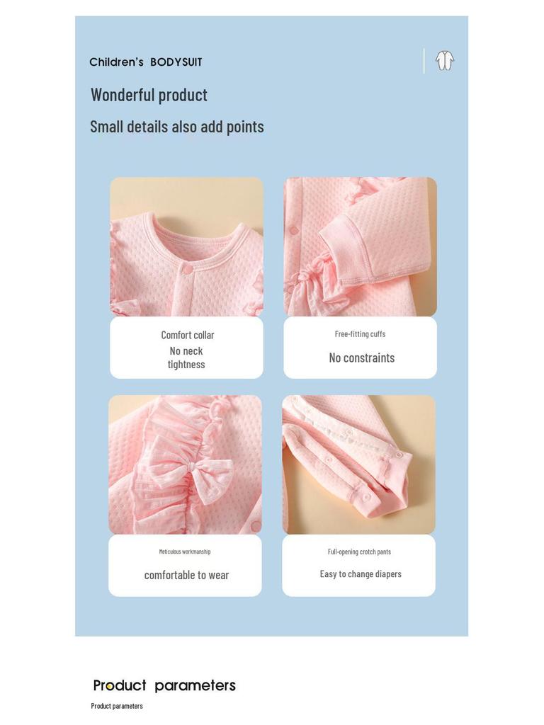 Charming Baby Girl Romper with Bow - Newborn Princess Crawling Outfit