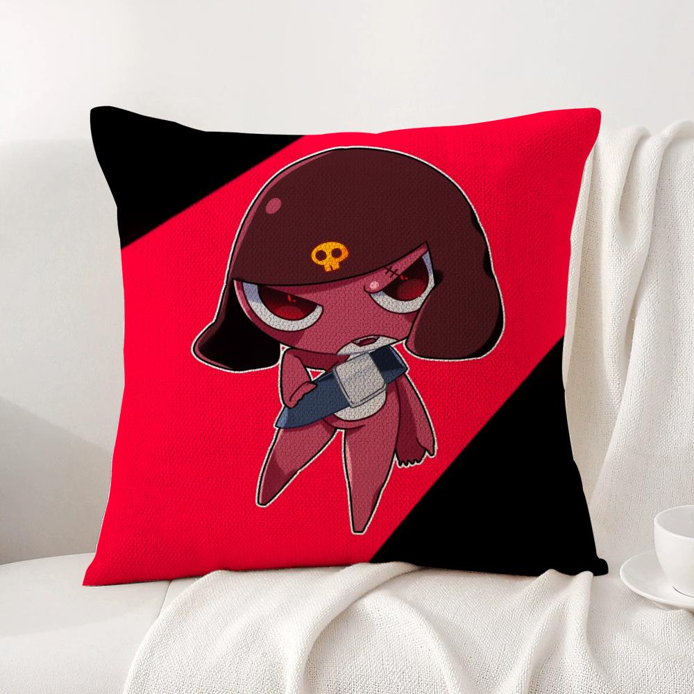 K-Keroro G-Gunsou Frog Cushion Cover Summer Coolness Linen Fabric Double-Sided Printing Pillow Case Sofa Home Decor Gift